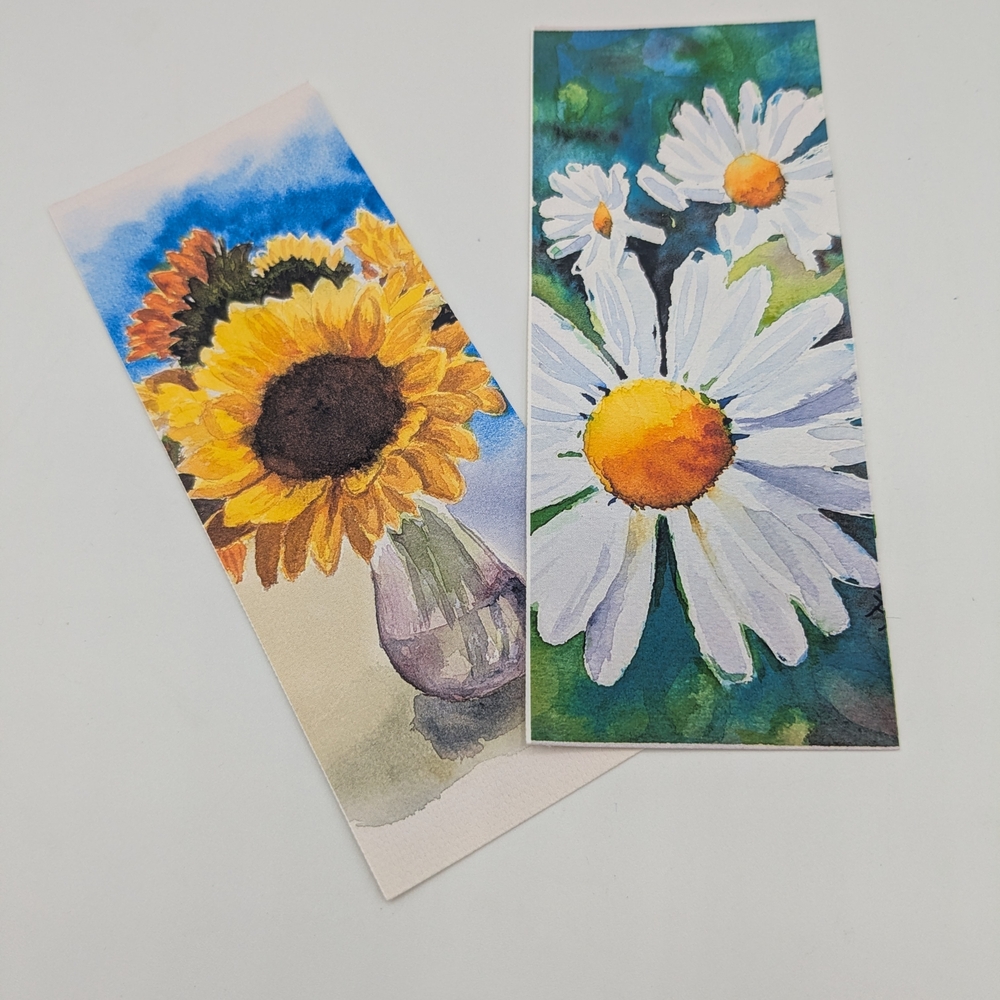 Sunflower and Daisy Art Bookmarks